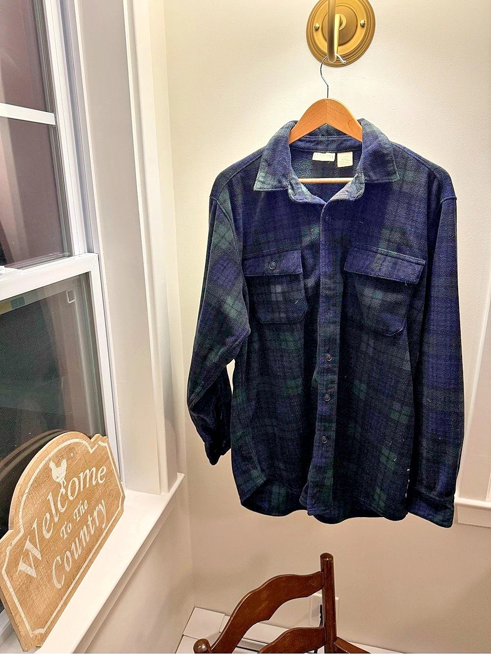 L.L.Bean Men's Plaid Shirt Jacket in Black & Green MEDIUM